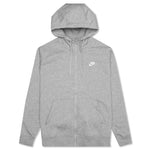 Sportswear Club Fleece Full-Zip Hoodie - Dark Grey Heather/Matte Silver