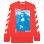 Blue Mona Lisa L/S Tee - Fiery Red/White