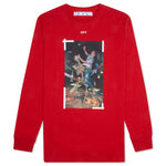 Pascal Print L/S Tee - Red/Light Blue