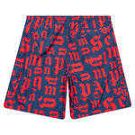 Broken Monogram Swim Short - Navy Blue/Red