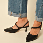 All Black - Women's Angle Sling Princess Heel Shoe