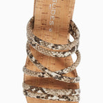 J/Slides - Women's Snakeskin Cork Wedge Sandals