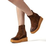Antelope - Women's Side Zip Suede Platform Ankle Boots