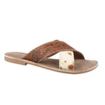 Roper - Women's Delilah Two Strap Tooled Leather Sandal