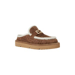 Fendi - Women's Apres Chic Ff Suede And Shearling Sabots Mules
