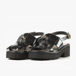 All Black - Women's Kiltie Tassel Lugg Sandals