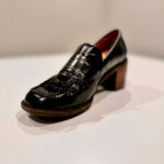 All Black - Women's Kilty Heeled Loafers