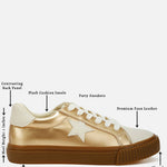Rag Company - Women's Jumping Jacks Metallic Faux Leather Star Sneakers