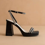 Oasis Society - Women's Suva Rhinestone And Reptile Print Strappy Heels