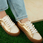 Rag Company - Women's Jumping Jacks Metallic Faux Leather Star Sneakers