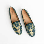 House Of Zalo - Women's Stag Slipper Printed Velvet Slippers