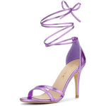 Allegra K - Women's Open Toe Lace Up Stiletto 4" Heels Sandals