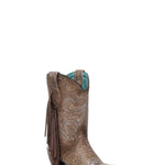 Corral - Women's Stamped Floral Fringe Suede Cowboy Boots