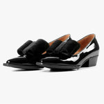 All Black - Women Pat & Bow Pointed Heel