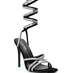 Azalea Wang - Women's Lunarlight Lace Up Calf High Bling Sandal