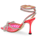 Mach & Mach - Women's Double Bow Stiletto Heels With Rhinestone Accents