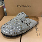 Post & Co. - Women's Studded Suede Clogs