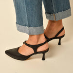 All Black - Women's Angle Sling Princess Heel Shoe