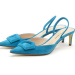 Rupert Sanderson - Women's Aminta Blue Suede Slingback Sandal