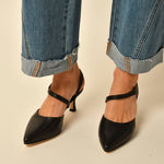 All Black - Women's Angle Sling Princess Heel Shoe