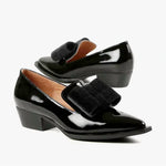 All Black - Women Pat & Bow Pointed Heel