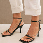 Alohas - Women's Straps Chain Leather Sandals