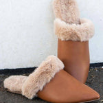 Qupid - Women's Eskimo Flates Pleather Fur Lined Mules