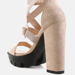 London Rag - Women's Fresh Daisy Harness Straps Block Heel Sandals